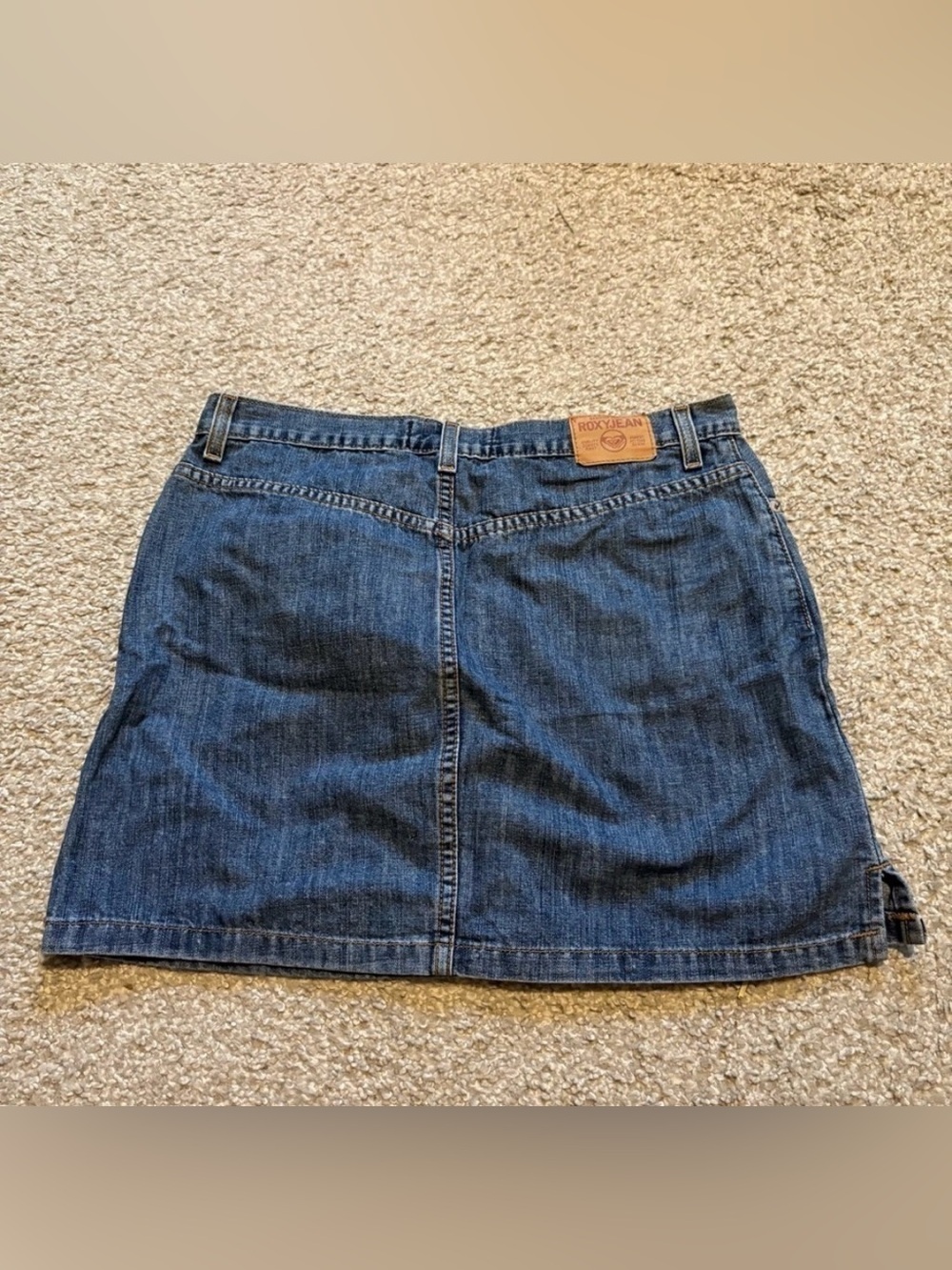 Vintage Roxy Button Fly Denim Skirt Sz 11 Y2K Jean Mini